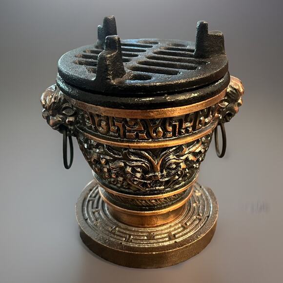 VTG New Sang Kung Lucky Star Dragon Hibachi Copper Stove Taiwan - Really NICE!! - Picture 2 of 9